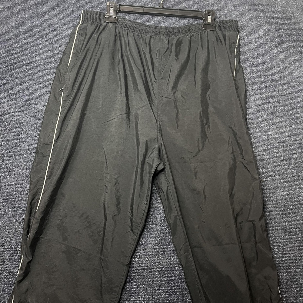 Vintage Russell Athletic Track Pants Mens Large Black Woven Elastic Waist Gym